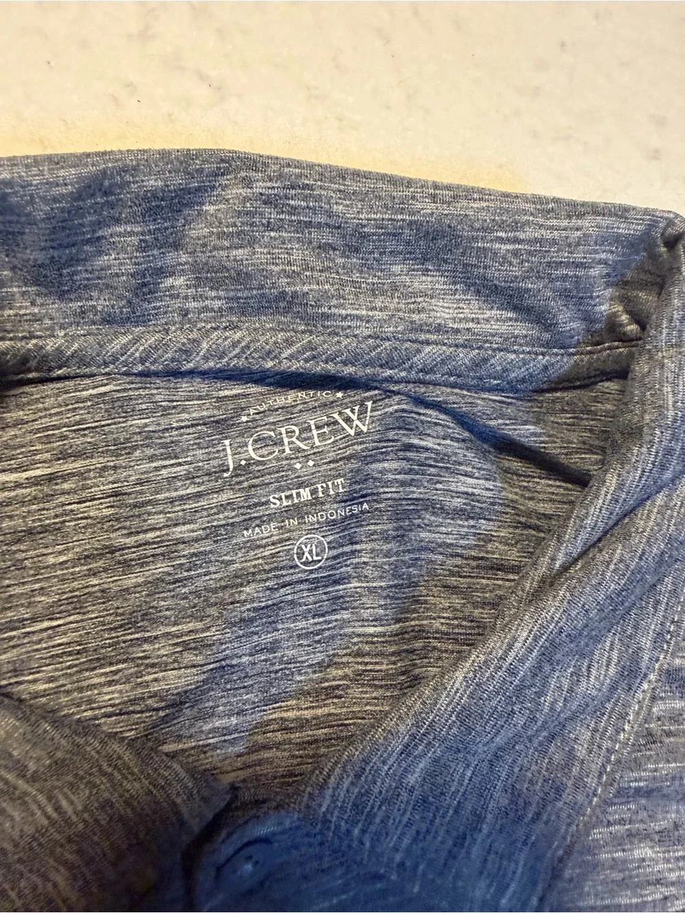 J. Crew Men's Heathered Blue-Gray Polo Shirt